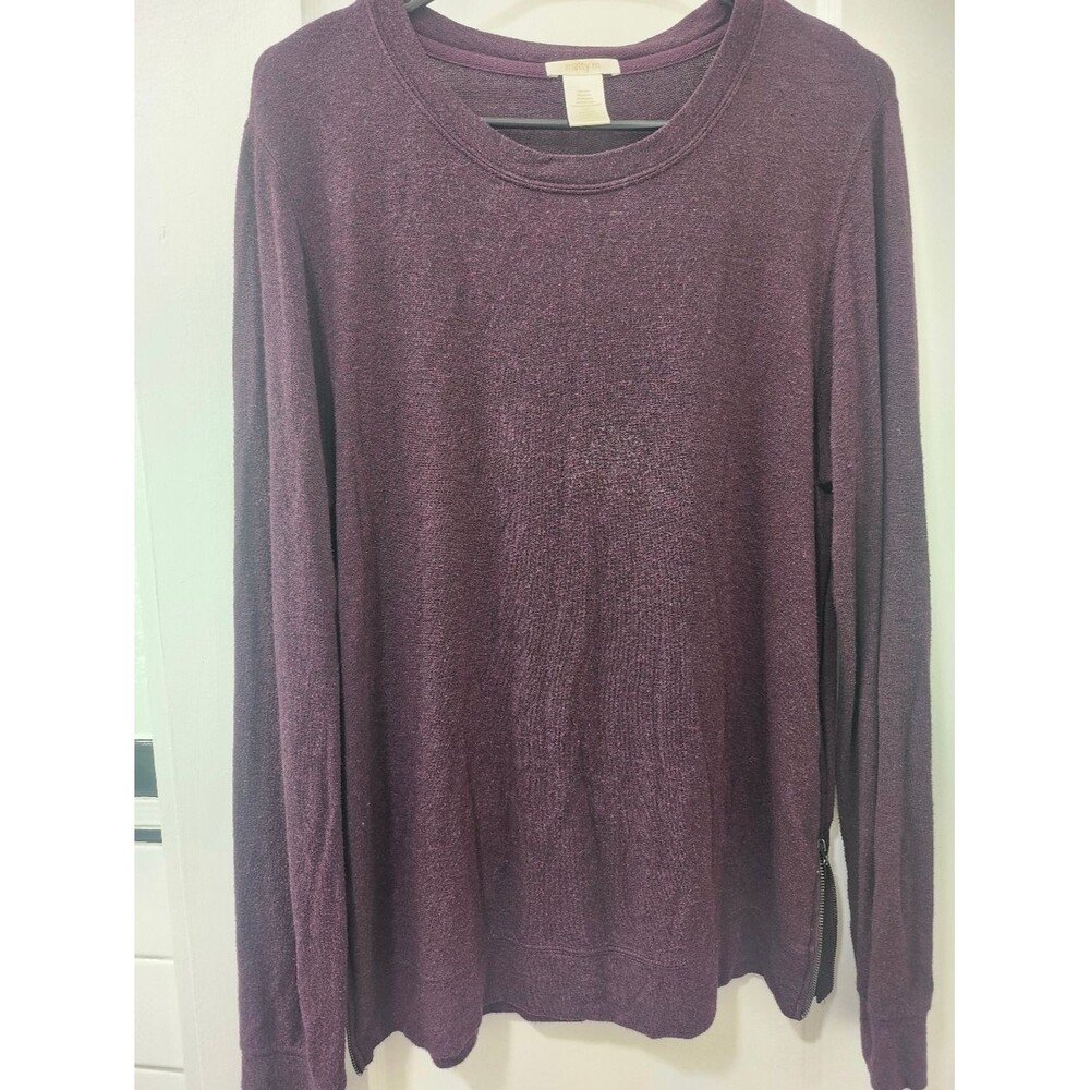 Matty M Long Sleeve Crewneck Sweater - Plum